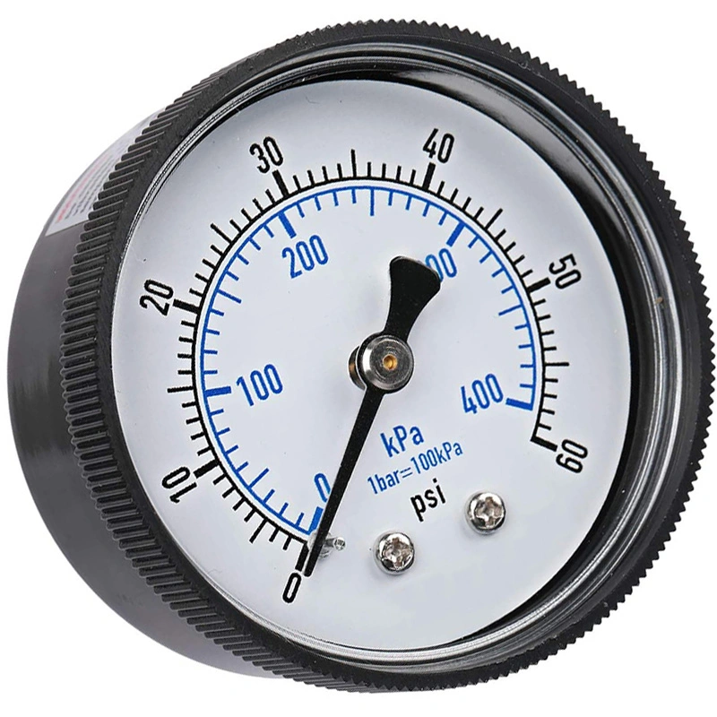 2 Inches Pressure Gauges 1/4 NPT Male Back Mount Plastic Case 0-60psi/400kpa Double Scale or as Request