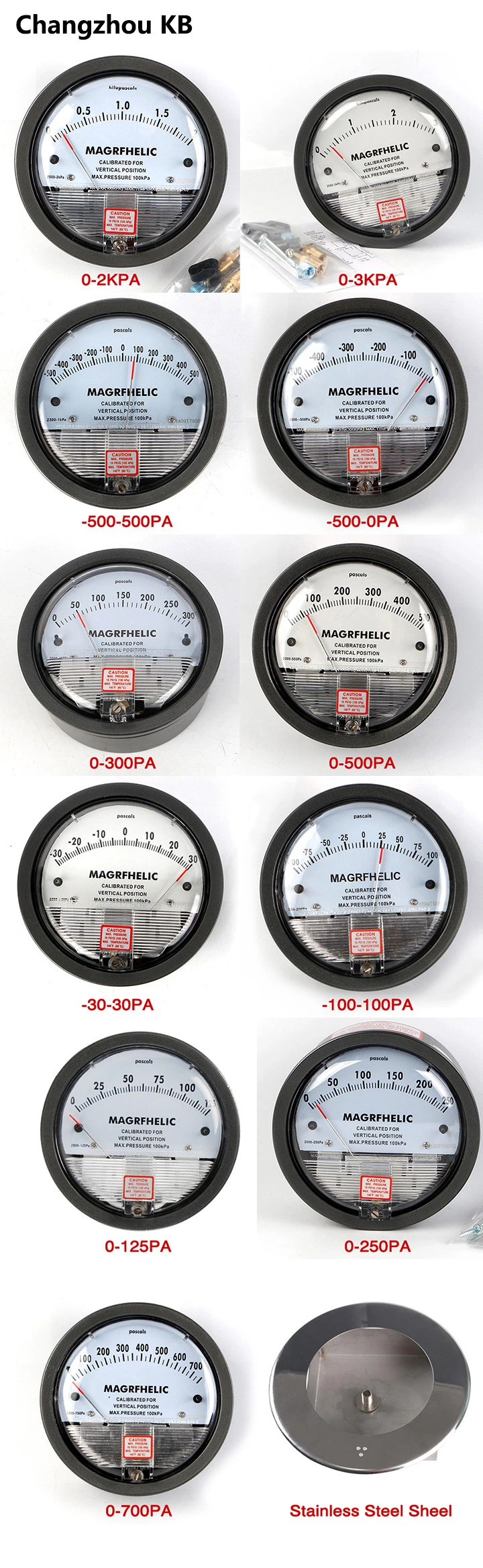 Stainless Steel Magnehelic Differential Pressure Gauge