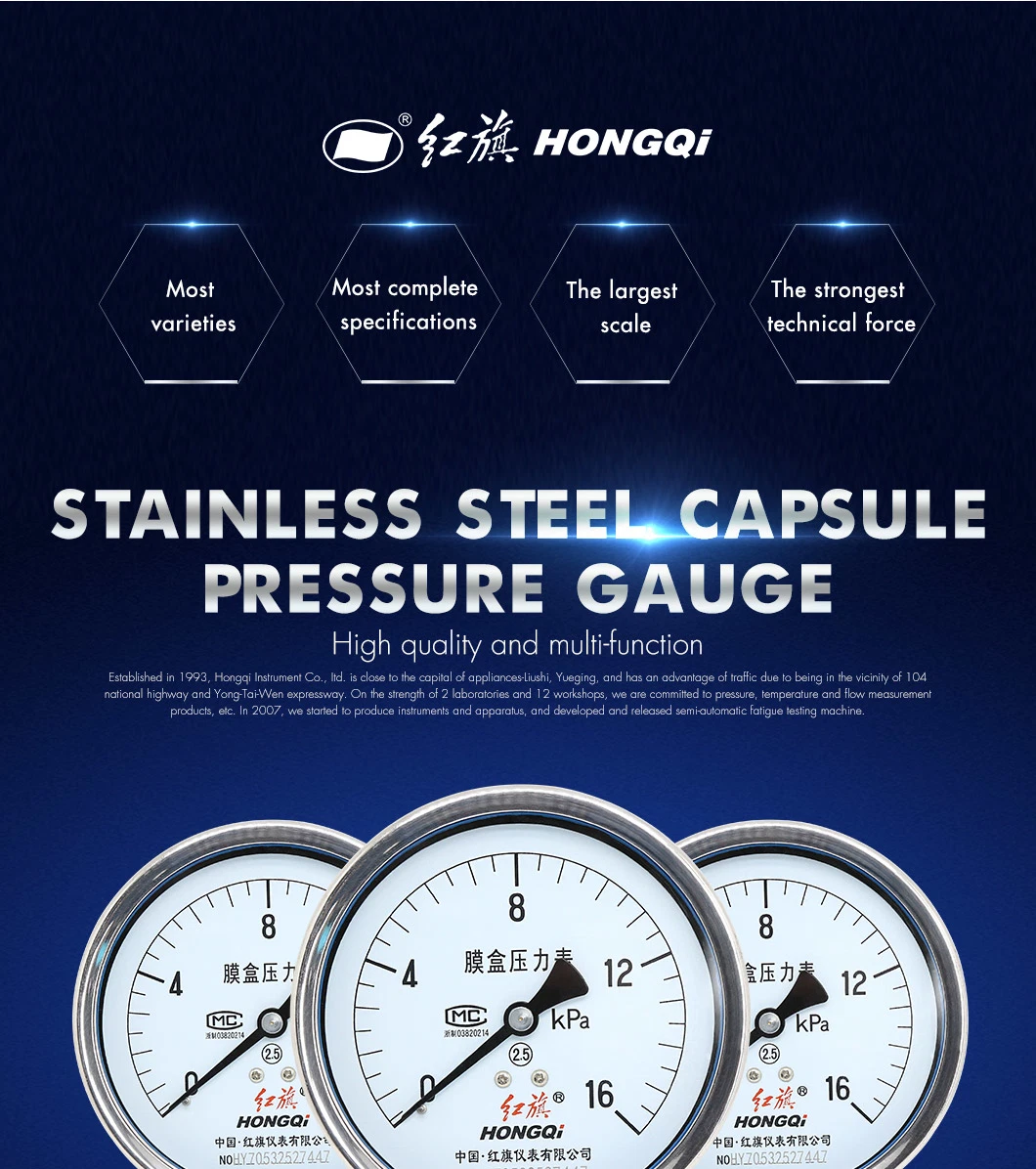 Capsule Pressure Gauge SS316 Pressure Gauge Black Steel Case Bayonet Bezel DIN Piston Type